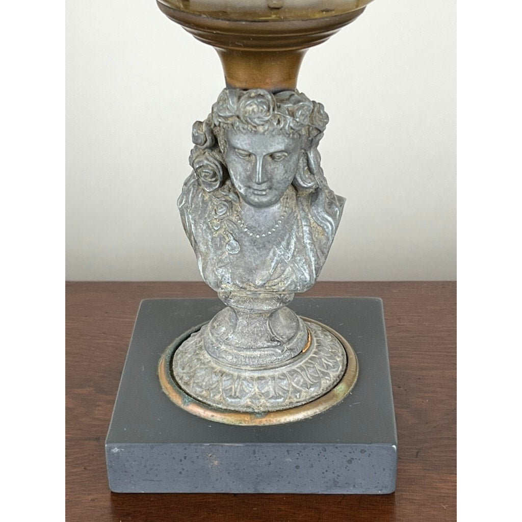 Antique Victorian Spelter “Jenny Lind” Oil Lamp c. Late 19th Century
