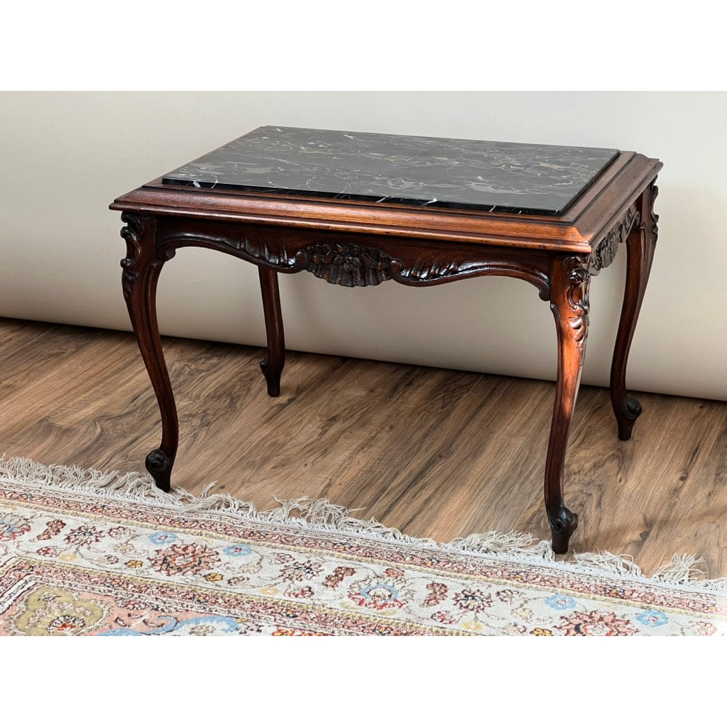 Antique French Louis XV Black Marble Top Stand with Cabriole Legs c. late 19th Century
