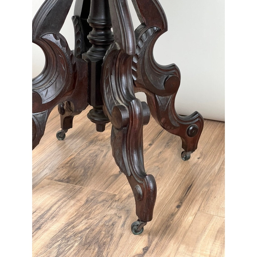 Antique Victorian Walnut Marble Top Stand c. 1890