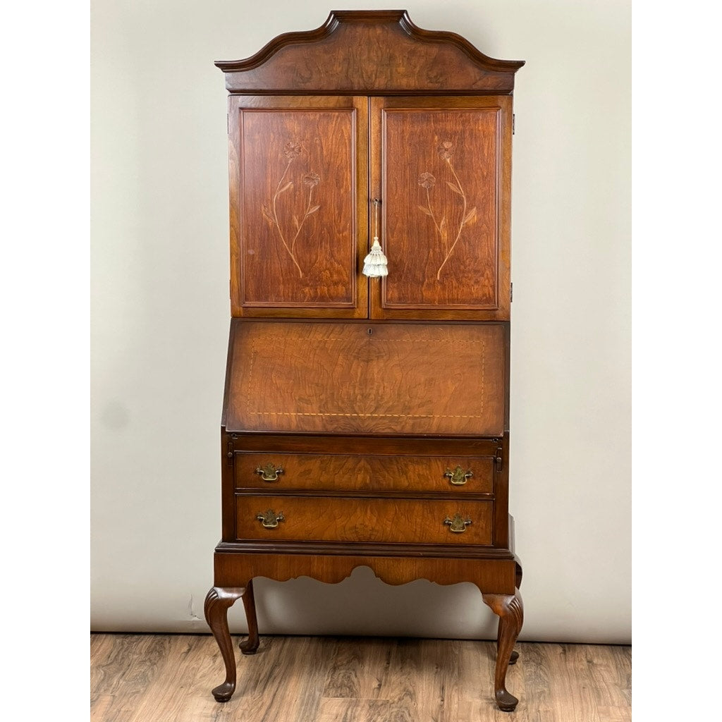 Vintage Mahogany Queen Anne Slant Front Secretary by Maddox c. 1950