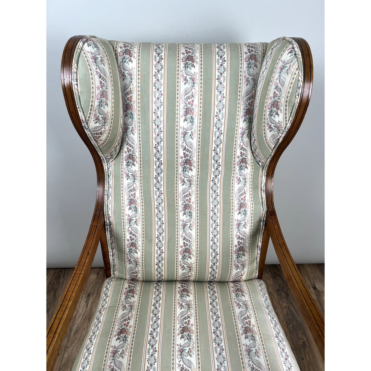 Antique 19th Century Biedermeier Fruitwood Wing Back Chair Probably German or Austrian