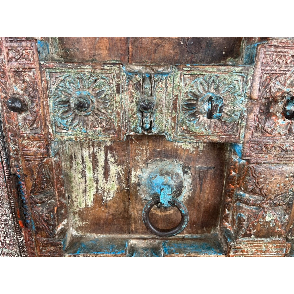 Repurposed Antique Indian Carved Door Armoire