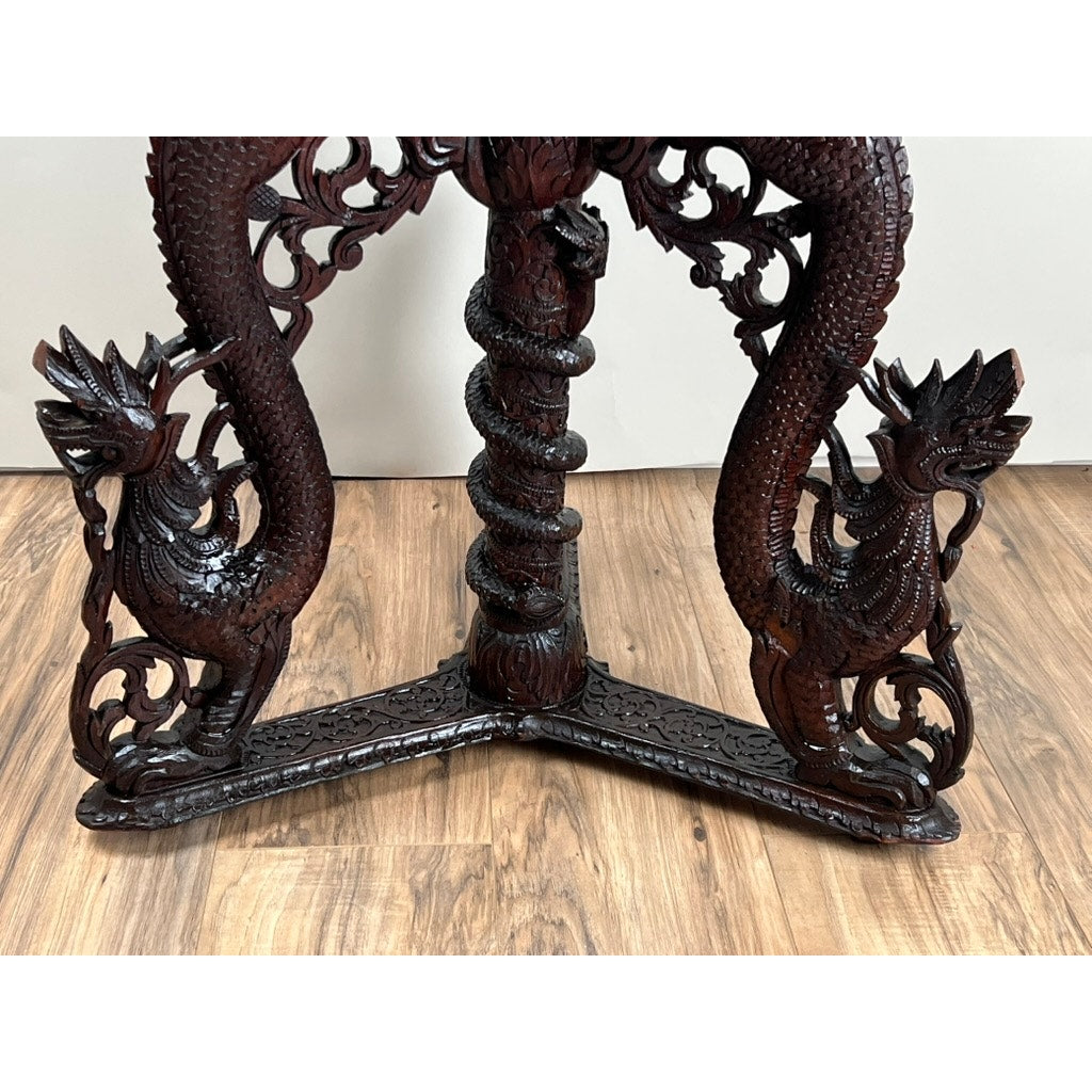 Antique Burmese Carved Dragon and Serpent Table c. 19th Century