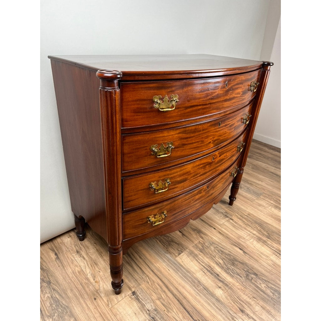 Antique Federal Period Sheraton Mahogany Bow Front Chest c. 1830