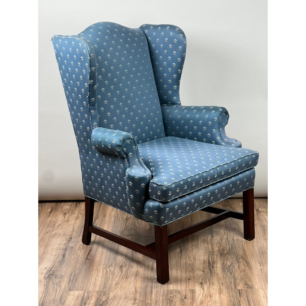 Vintage Blue Wingback Arm Chair by Laine