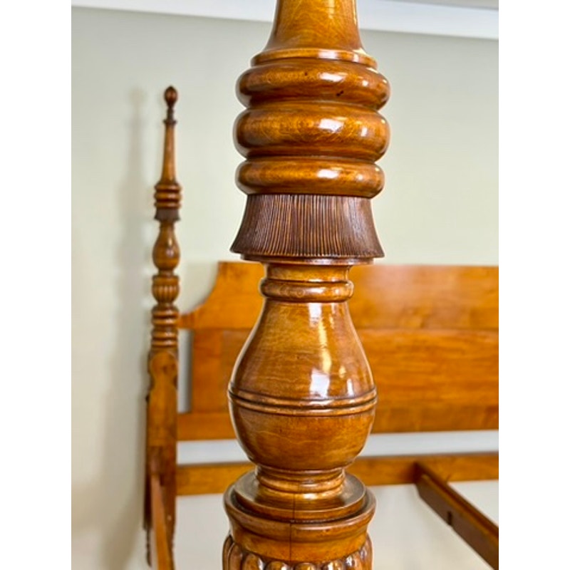 Antique 19th Century Sheraton Field Bed Resized to King by Leonards New England Seekonk, MA