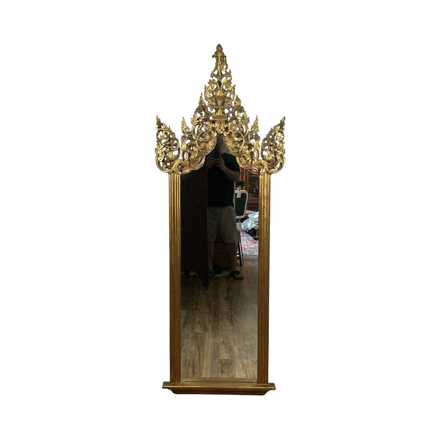 Antique Giltwood Burmese Shrine Mirror c. 19th Century