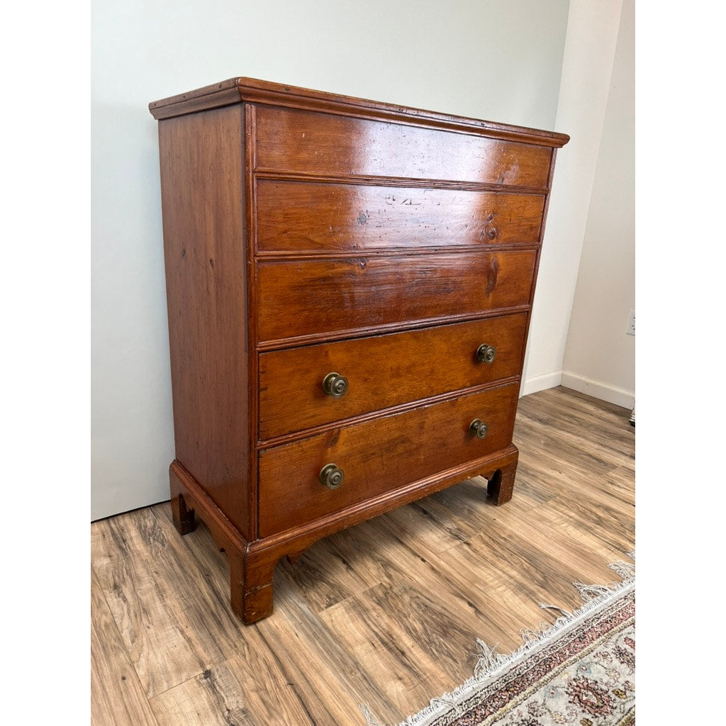 Antique Pine Chippendale Two Drawer Blanket Chest c. Late 18th Century