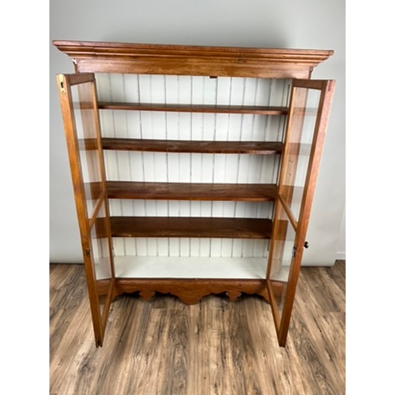 Antique Country Pine Glass Door Book Case Probably Pennsylvania or Virginia c. Mid 19th Century