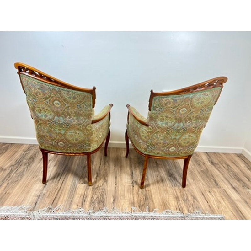 Vintage Pair Hollywood Regency Style Angel Wing Back Chairs