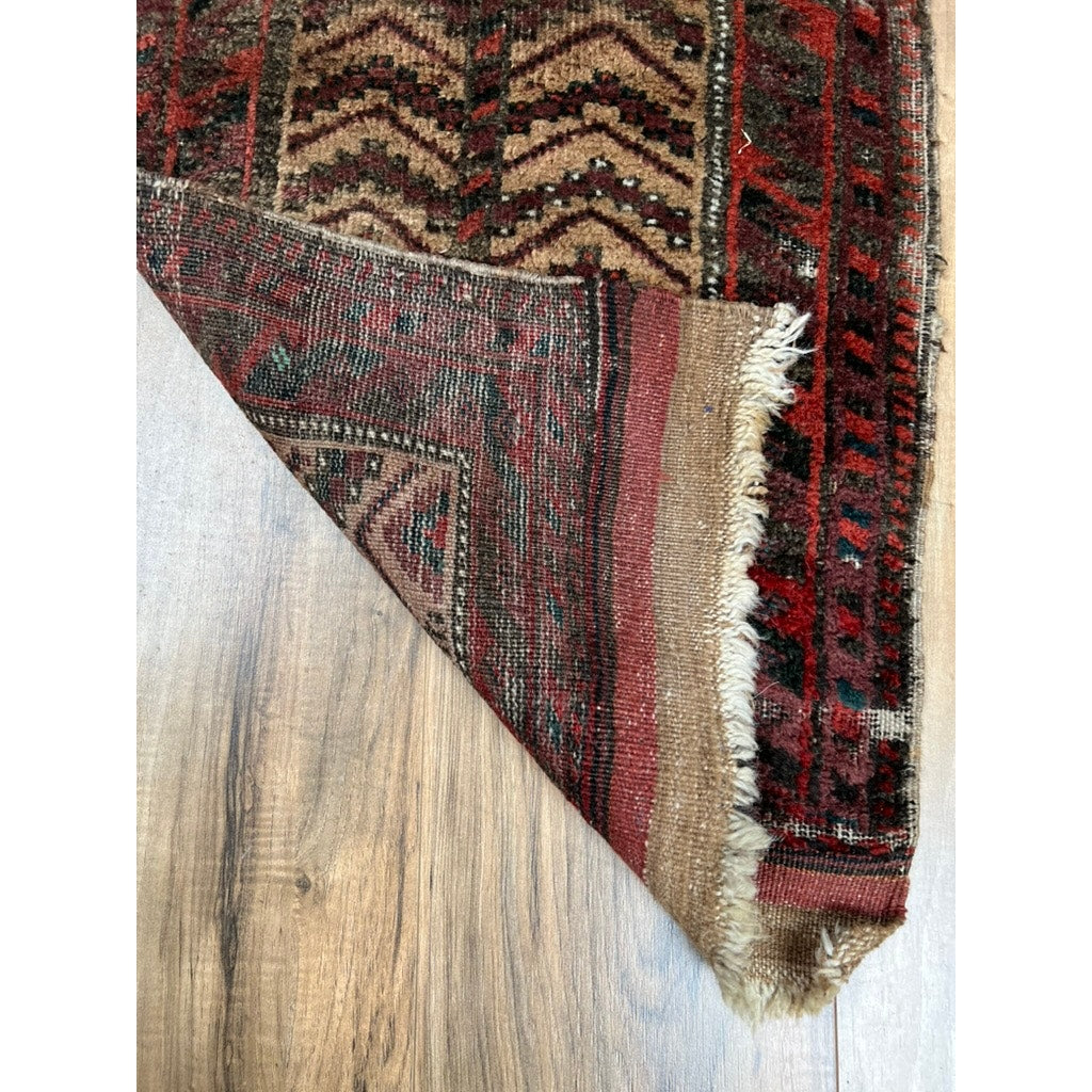 Antique Baluch Tribal Rug Mat with Chevron Field, Southeast Persia or Western Afghanistan, c. Late 19th Century – 1’5 x 3’3
