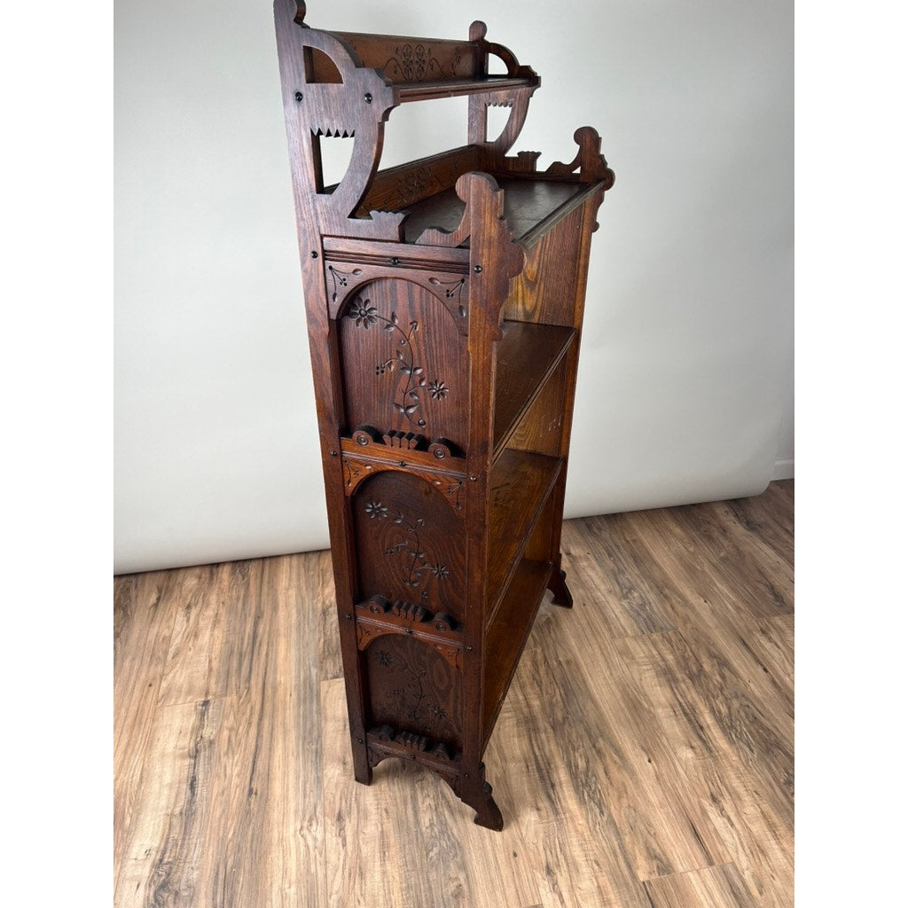 Antique Eastlake Victorian Chestnut Book Shelf c. 1890