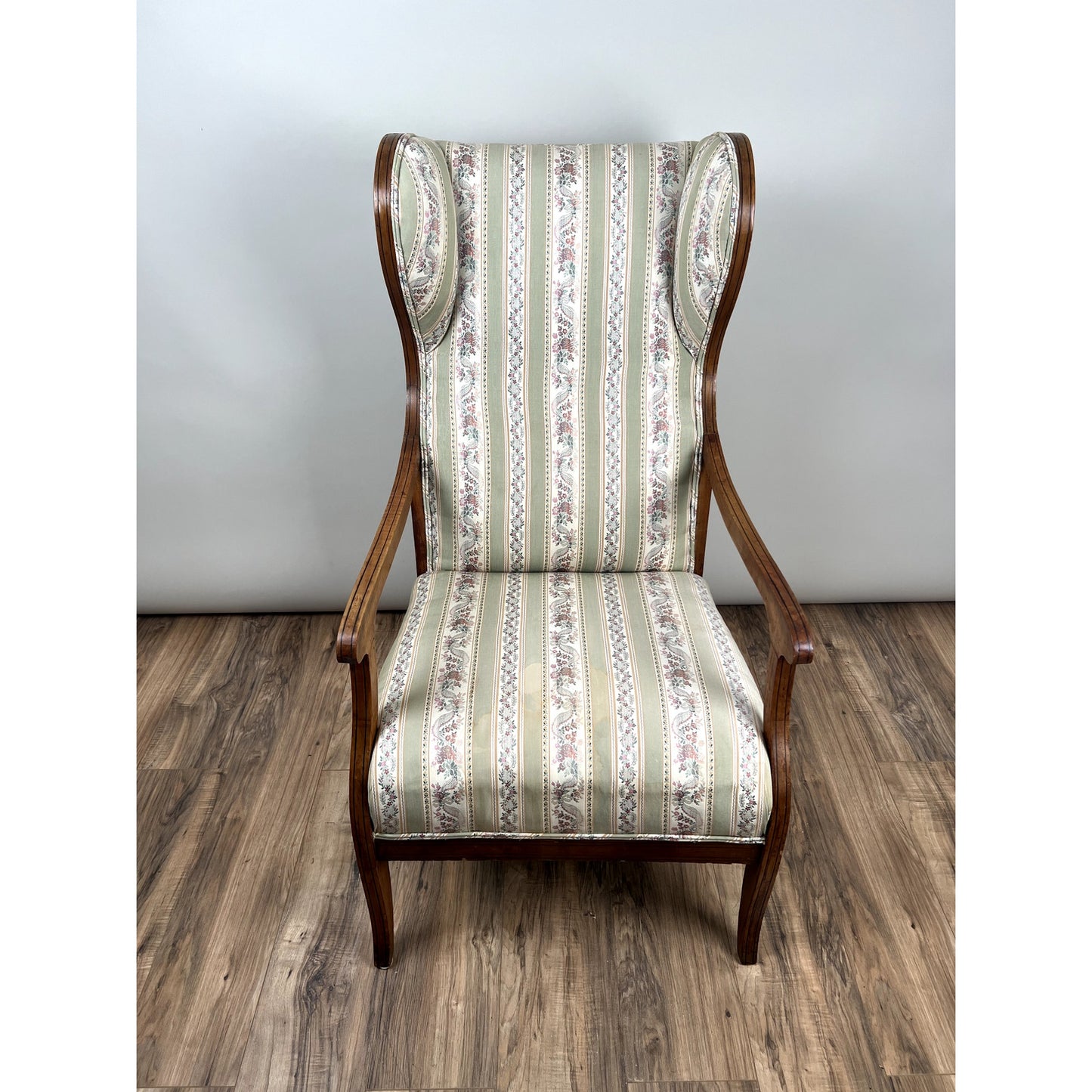 Antique 19th Century Biedermeier Fruitwood Wing Back Chair Probably German or Austrian