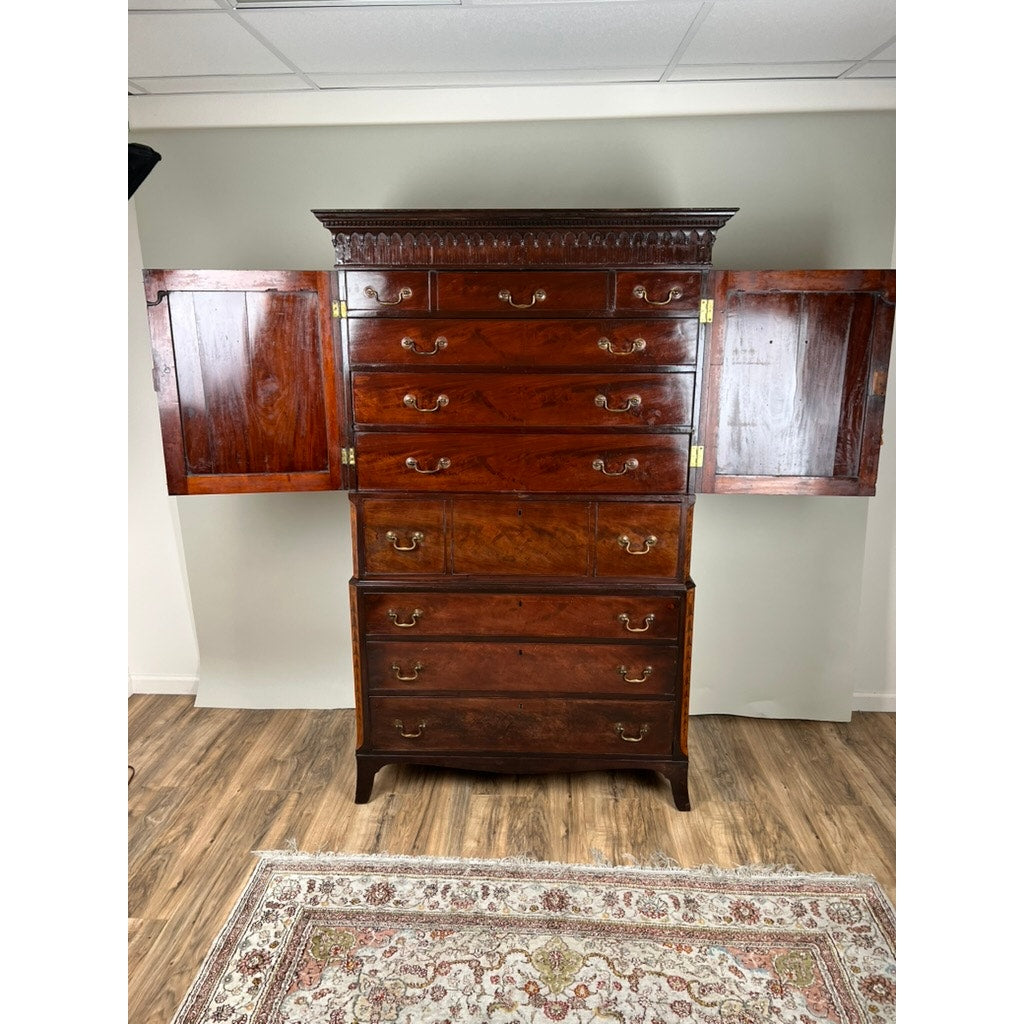 Antique George III Mahogany Wardrobe and Butlers Secretary c. Late 18th Century