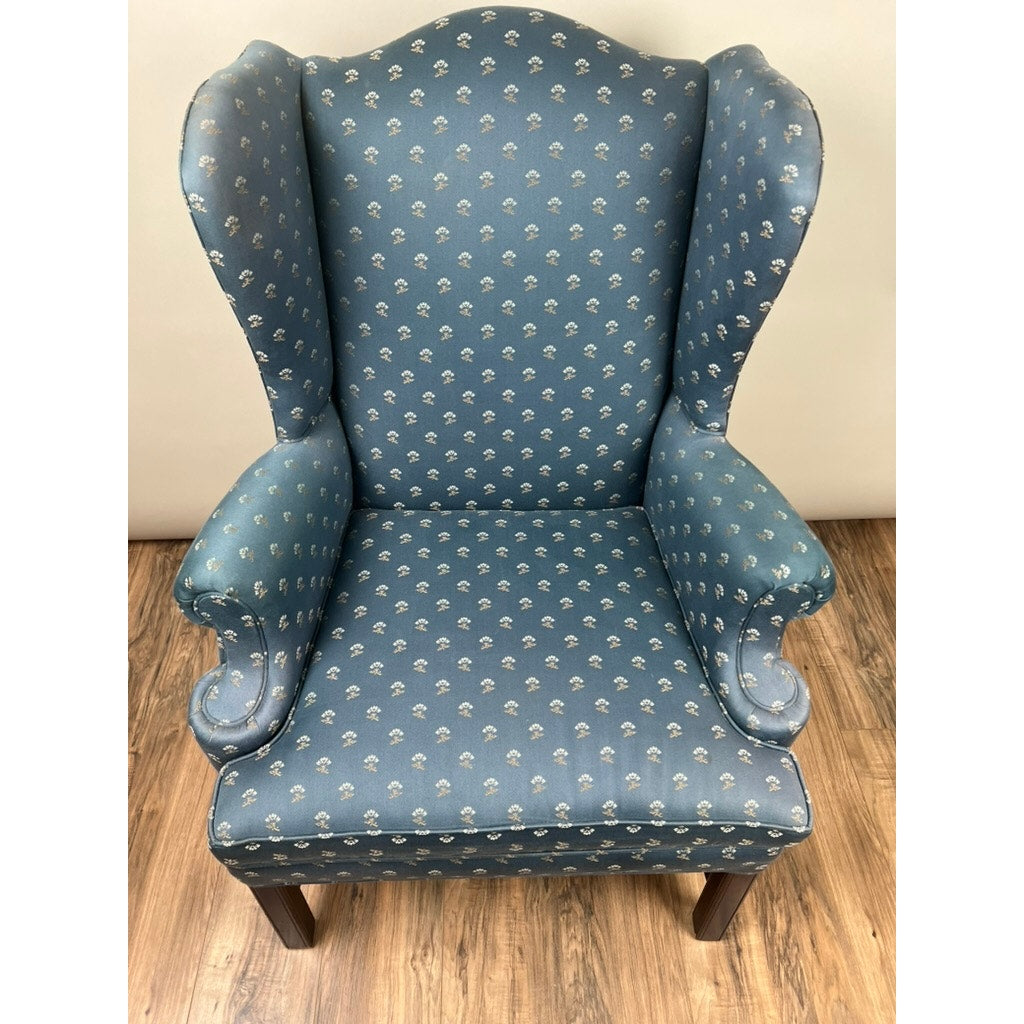Vintage Blue Wingback Arm Chair by Laine