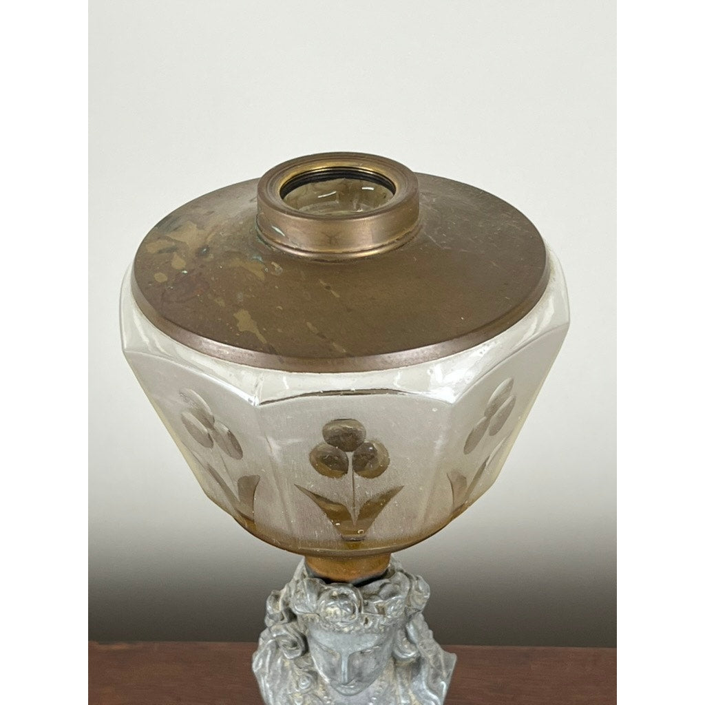 Antique Victorian Spelter “Jenny Lind” Oil Lamp c. Late 19th Century