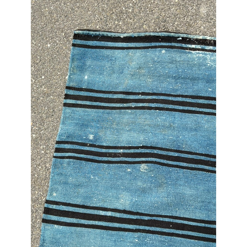 Antique Persian Indigo Blue Handwoven Cotton Runner c. Early 20th Century – 2’ x 9’1