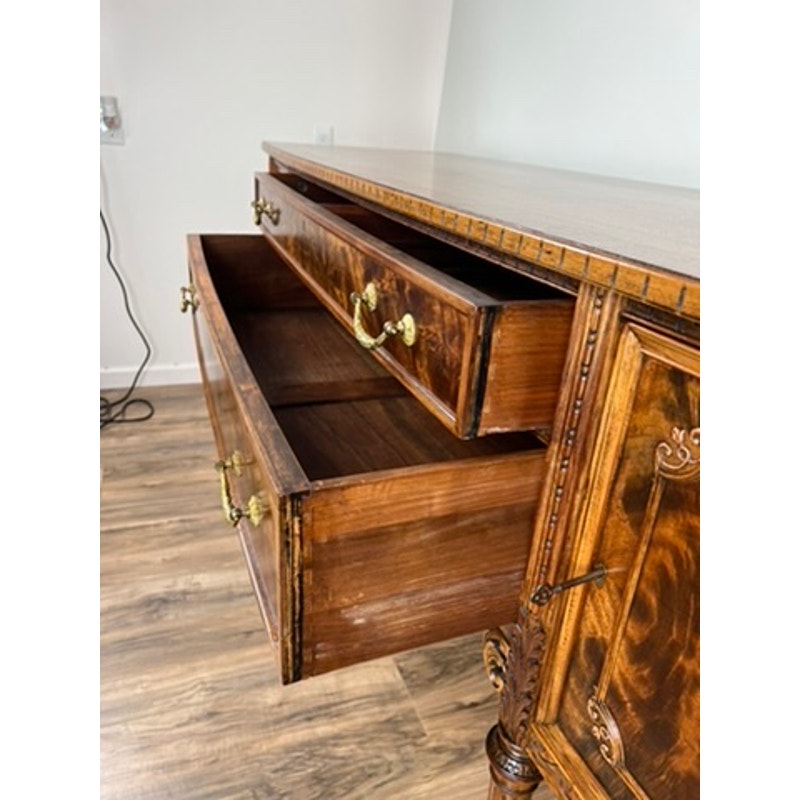 Vintage French Louis XV Style Flame Mahogany Sideboard by Royal Furniture Co.