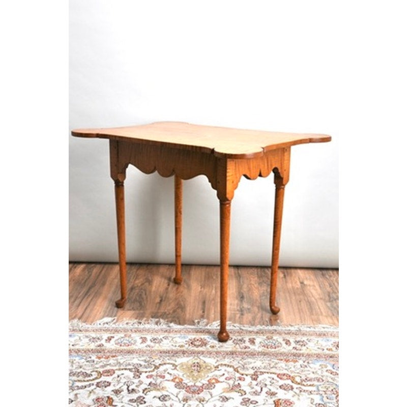 Vintage Queen Anne Style Tiger Maple Cookie Corner Tea Table