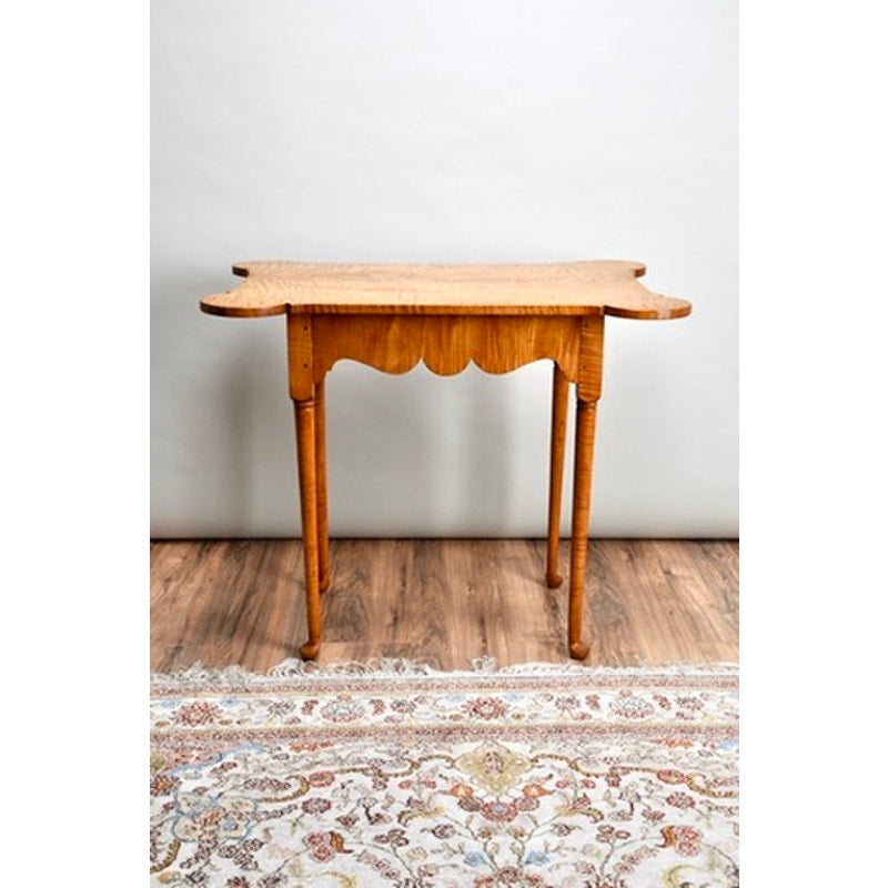 Vintage Queen Anne Style Tiger Maple Cookie Corner Tea Table
