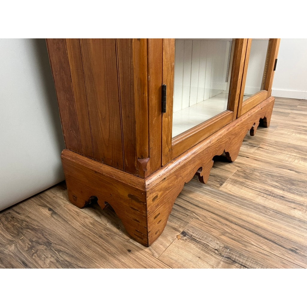Antique Country Pine Glass Door Book Case Probably Pennsylvania or Virginia c. Mid 19th Century