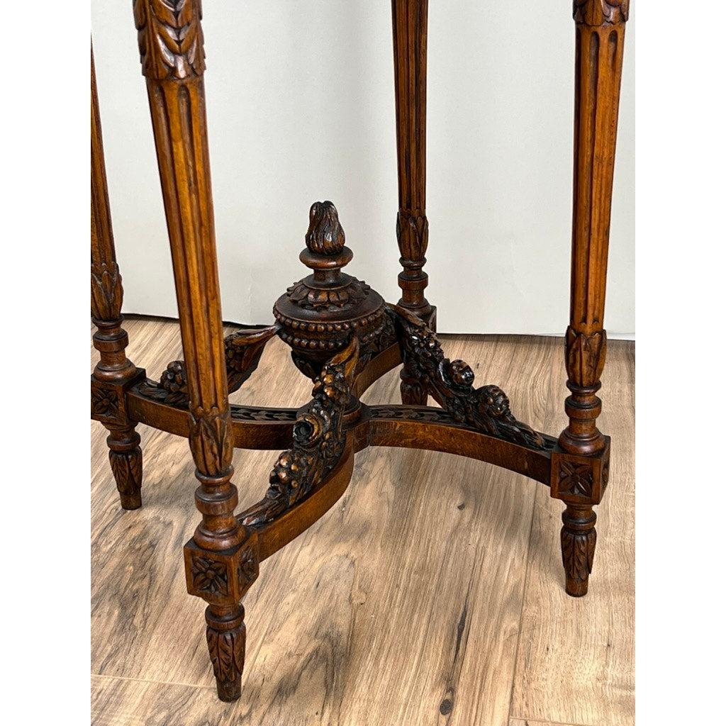Antique Louis XVI Style Marble Top Side Table Hand Carved in Belgium c. Late 19th Century
