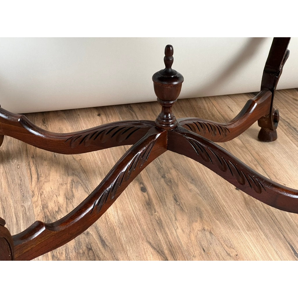 Antique French Louis XV Black Marble Top Stand with X Stretcher c. late 19th C.