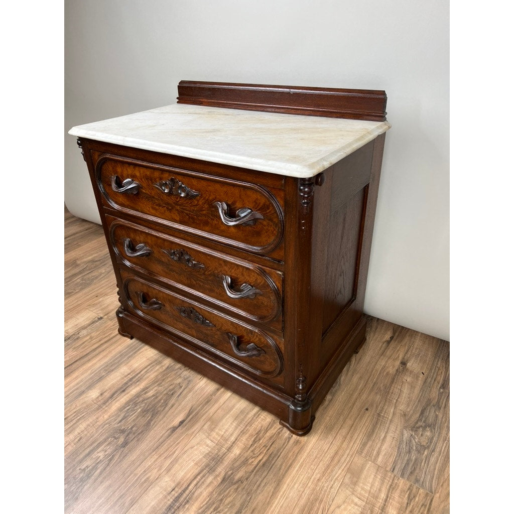 Antique Victorian Walnut Three Drawer Bachelor’s Chest c. 1880