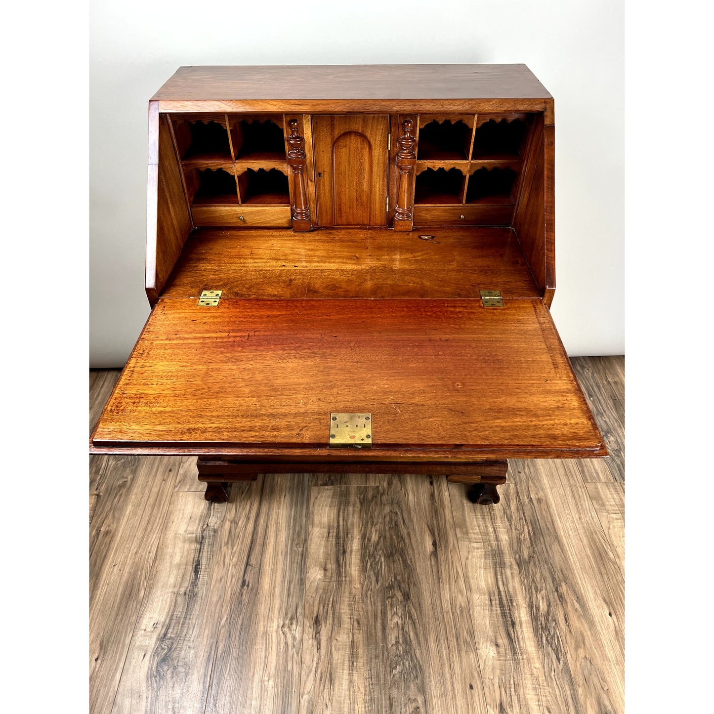 Antique Chippendale Style Mahogany Block Front Secretary c. 1910