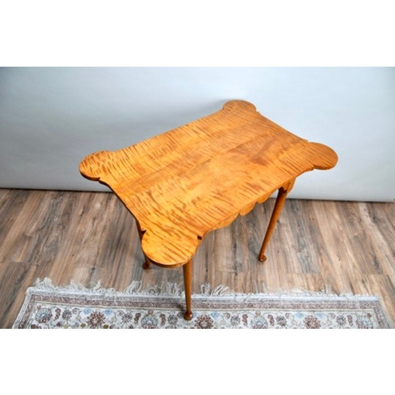 Vintage Queen Anne Style Tiger Maple Cookie Corner Tea Table