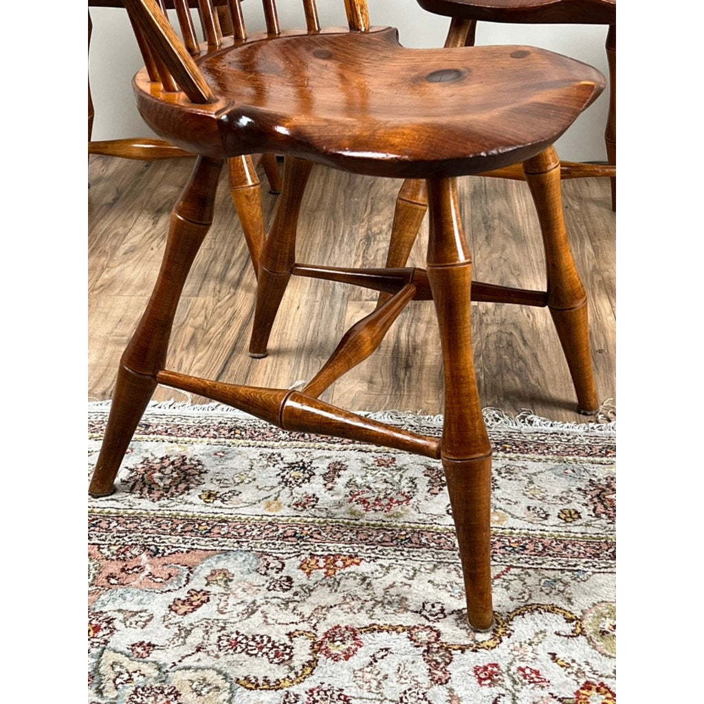 Vintage Set of Four D.R. Dimes Bow Back Windsor Chairs (Bamboo)