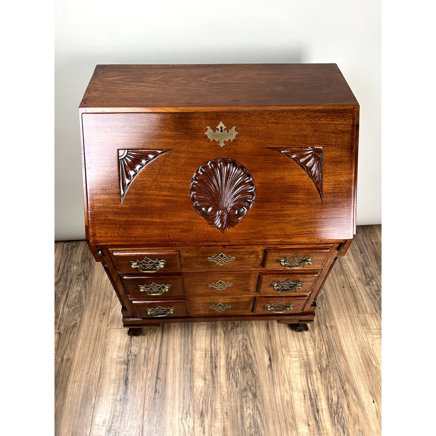 Antique Chippendale Style Mahogany Block Front Secretary c. 1910