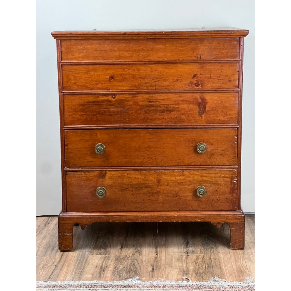 Antique Pine Chippendale Two Drawer Blanket Chest c. Late 18th Century