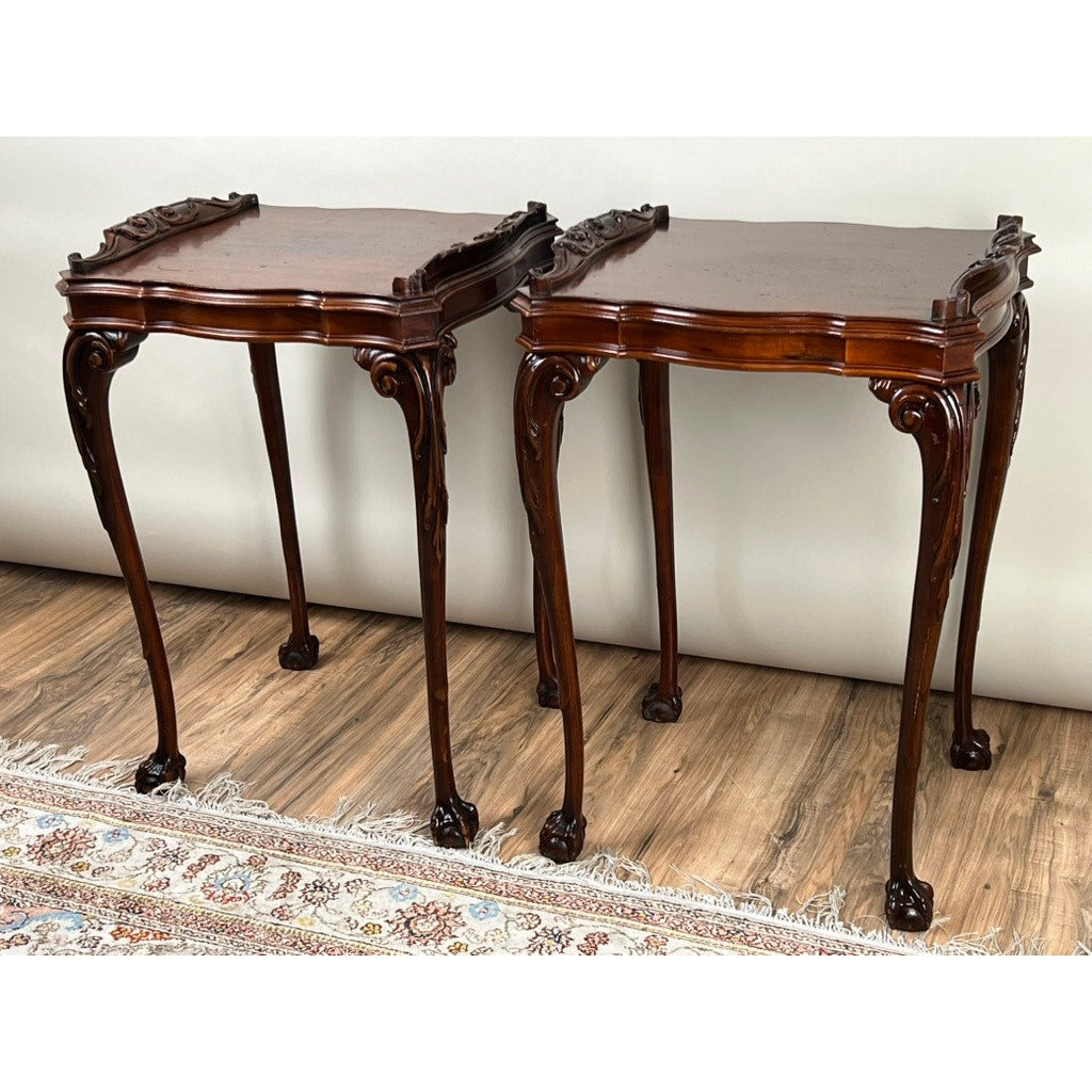 Vintage Pair of Georgian Style Ball and Claw Foot End Tables c. 1940