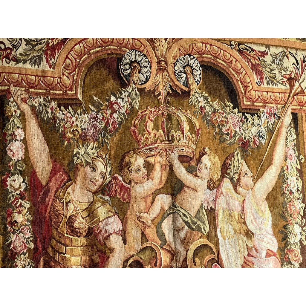 Vintage Fine Reproduction of Louis XIV Aubusson Tapestry “Portiere des Renommees”, Gobelins workshop of Jean Le Souet after Charles le Brun