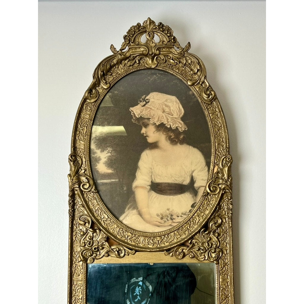 Antique Victorian Louis XV Style Trumeau Wall Mirror c. 1900