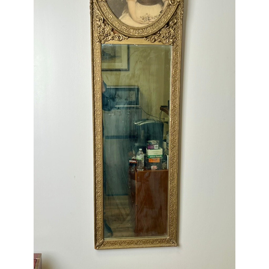 Antique Victorian Louis XV Style Trumeau Wall Mirror c. 1900