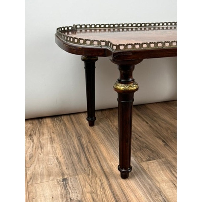 Antique rosewood marquetry coffee table, c.19th century, Louis XVI style, in nice antique condition.