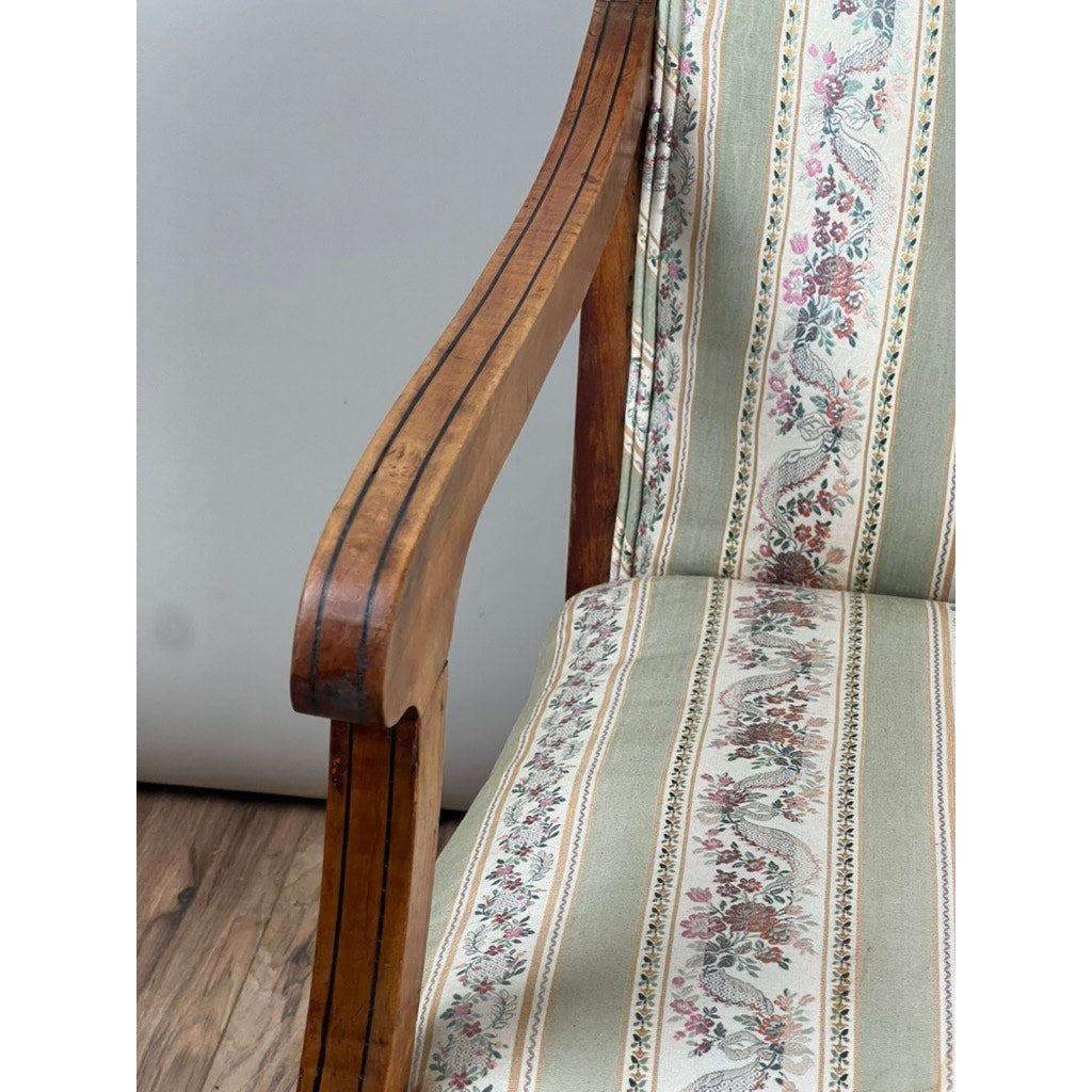 Antique 19th Century Biedermeier Fruitwood Wing Back Chair Probably German or Austrian