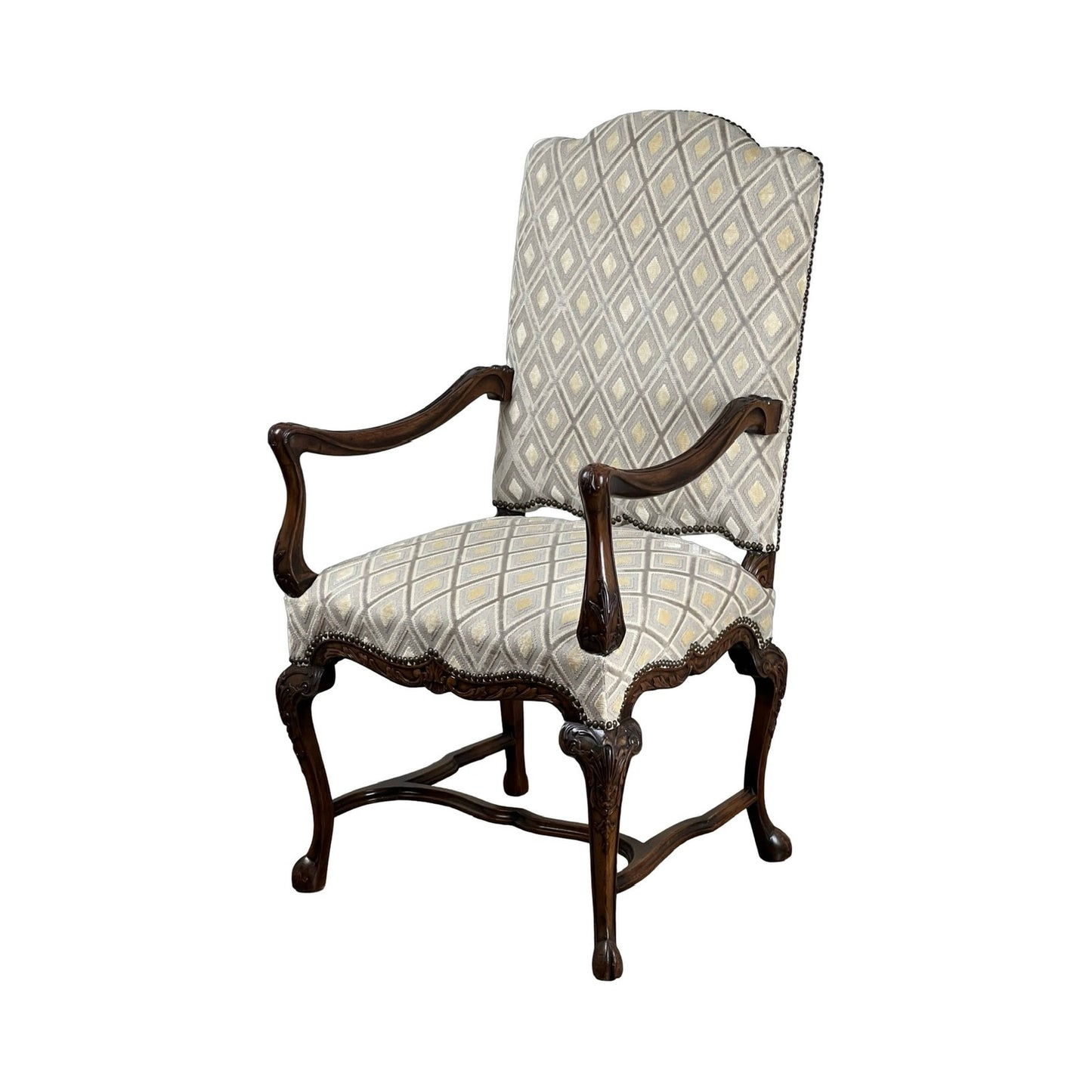 Antique French Régence Style Carved Mahogany Arm Chair, c. Early 19th Century