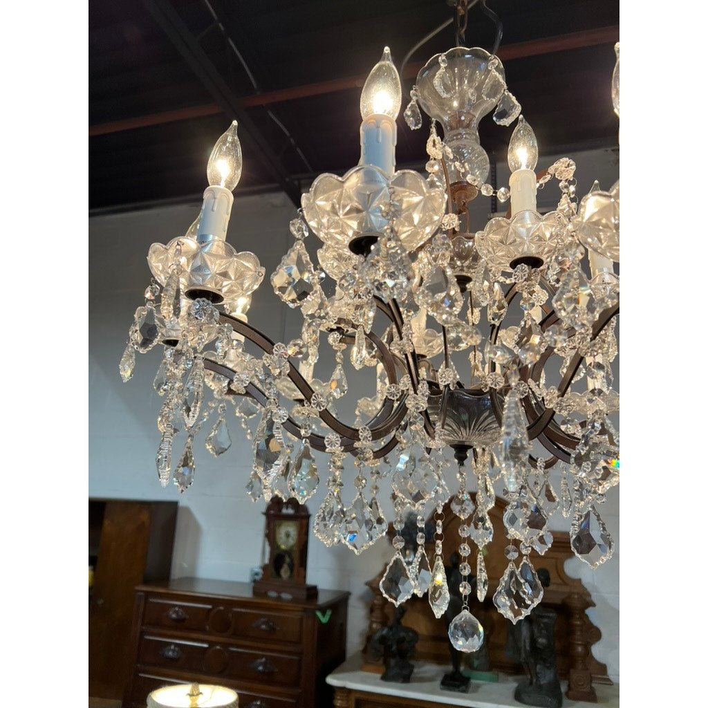 Vintage Restoration Hardware 18 Light Rococo Crystal Chandelier