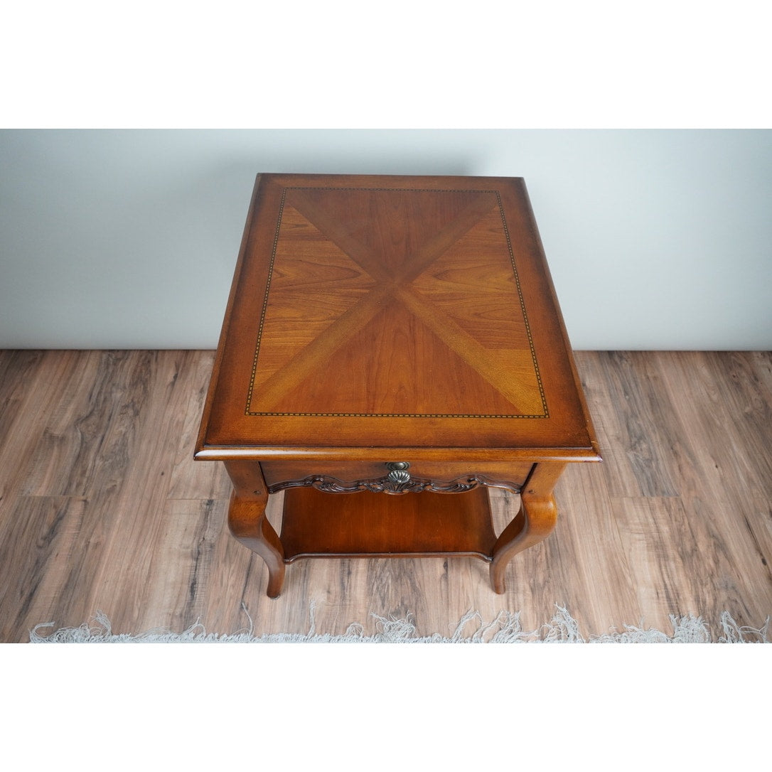 Vintage French Louis XVI Style Walnut One Drawer End Table by Drexel Heritage