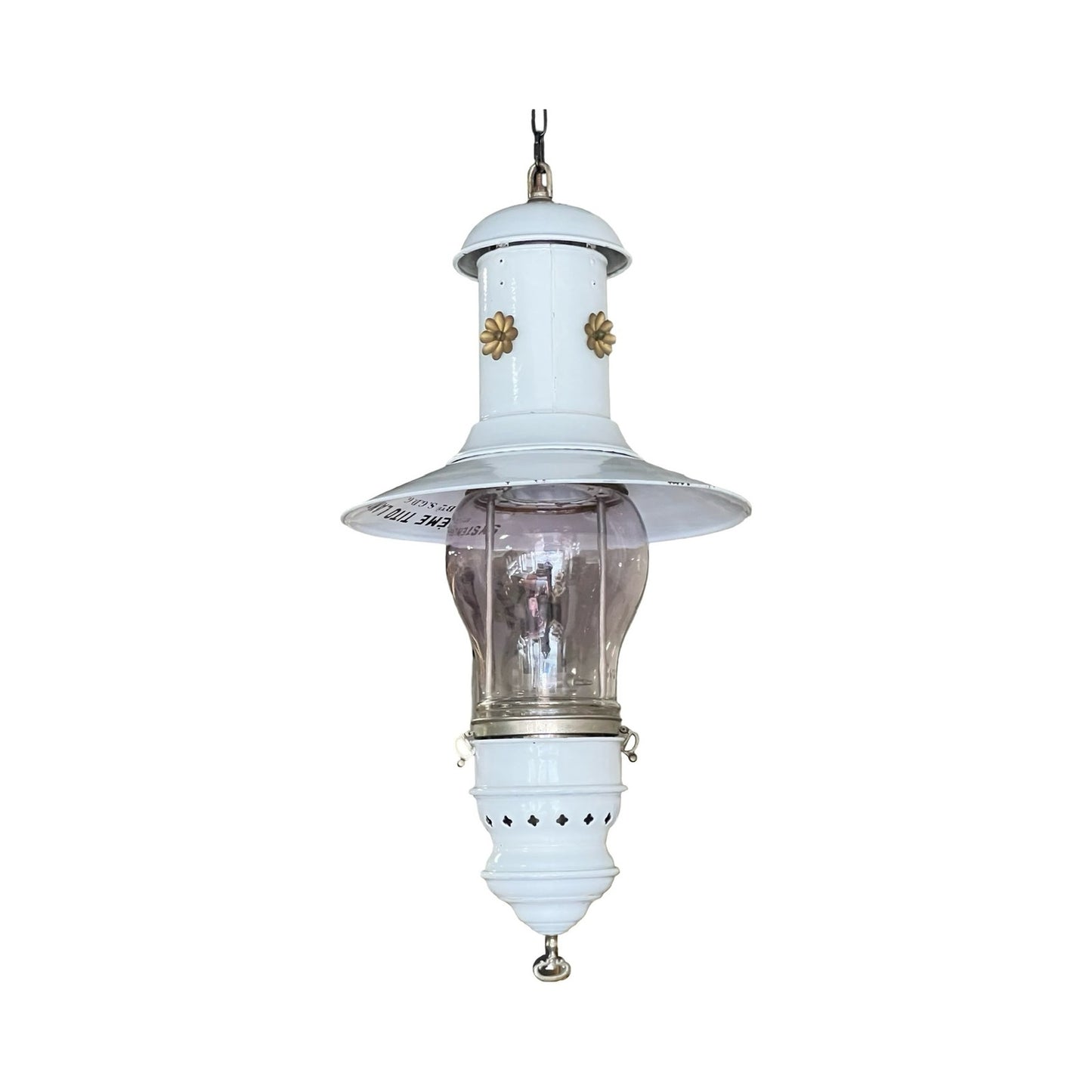 Antique French Industrial White Porcelain Gas Lamp “Systeme Tito Landi” c. 1900