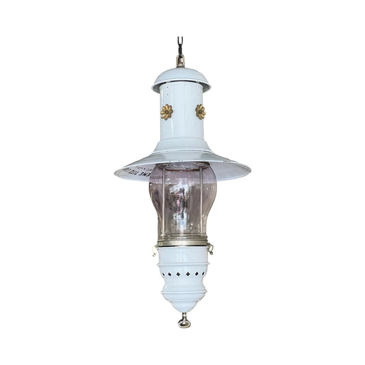 Antique French Industrial White Porcelain Gas Lamp “Systeme Tito Landi” c. 1900