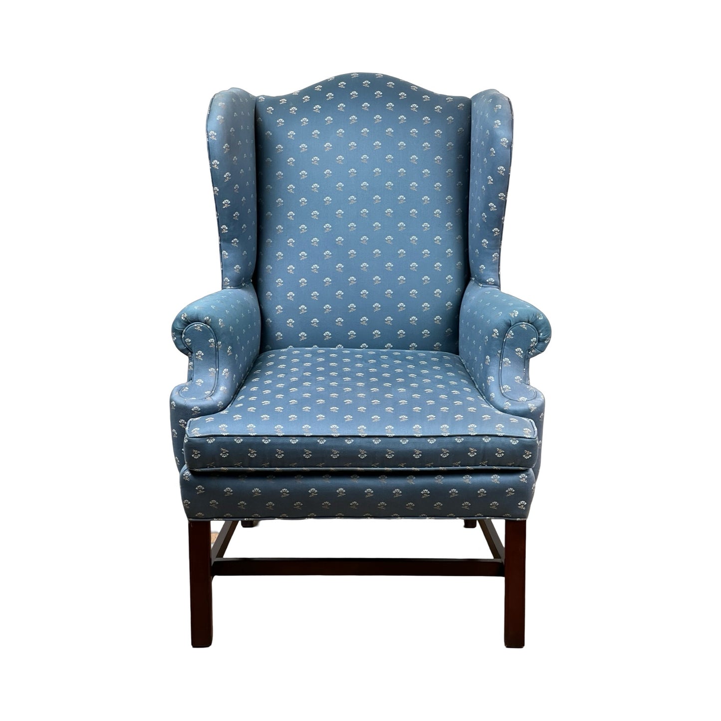 Vintage Blue Wingback Arm Chair by Laine