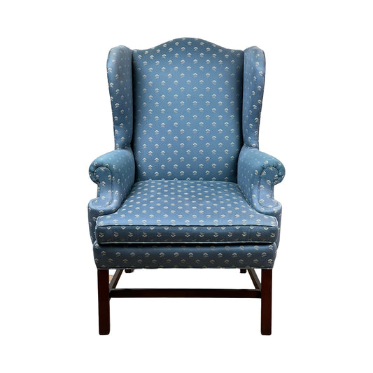 Vintage Blue Wingback Arm Chair by Laine
