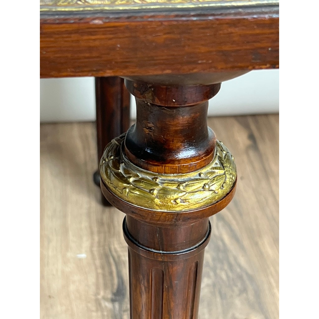 Antique French Louis XVI style marquetry coffee table, c. late 19th century, decorative rosewood table.