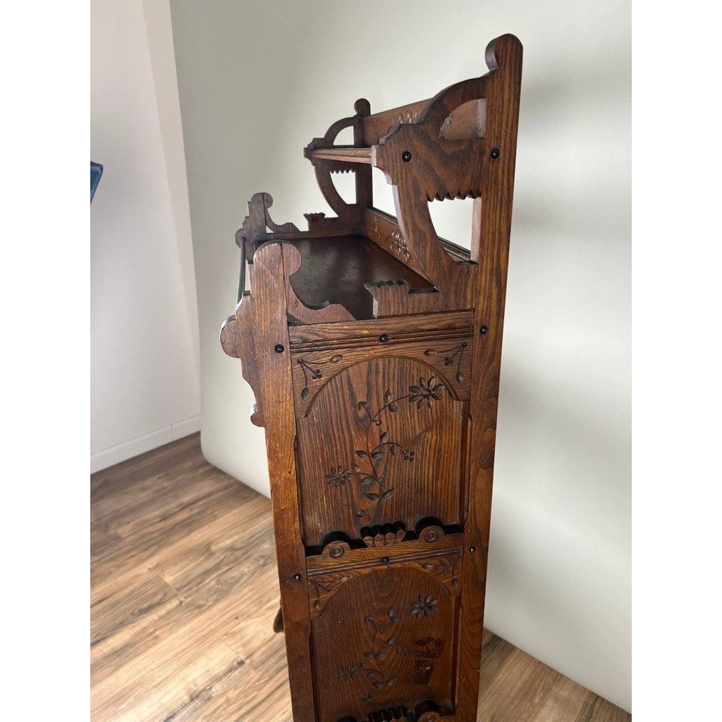 Antique Eastlake Victorian Chestnut Book Shelf c. 1890
