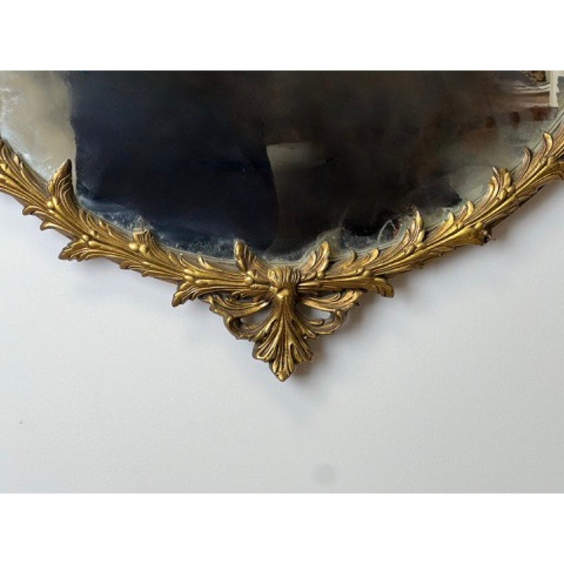 Antique Victorian Round Gilt Wood Wall Mirror