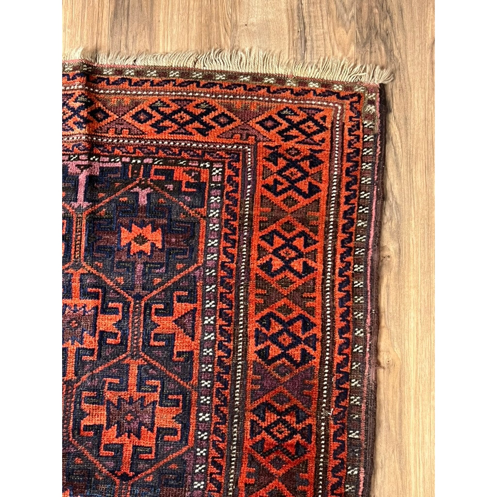 Antique Baluch Khorasan Runner with Repeating Octagonal Medallions c. Late 19th Century – 2’10 x 9’1